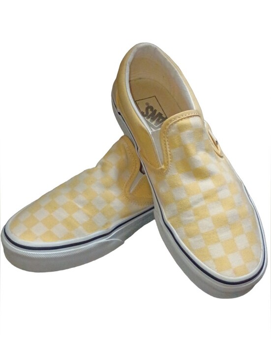 Vans Shoes - 🌞 Sunshine on the Go: Yellow and White Checkered Vans in Size 8.5 🌊☀️